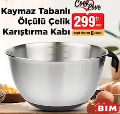 COOK LOVE KAYMAZ TABANLI ÖLÇÜLÜ ÇELİK KARIŞTIRMA KABI